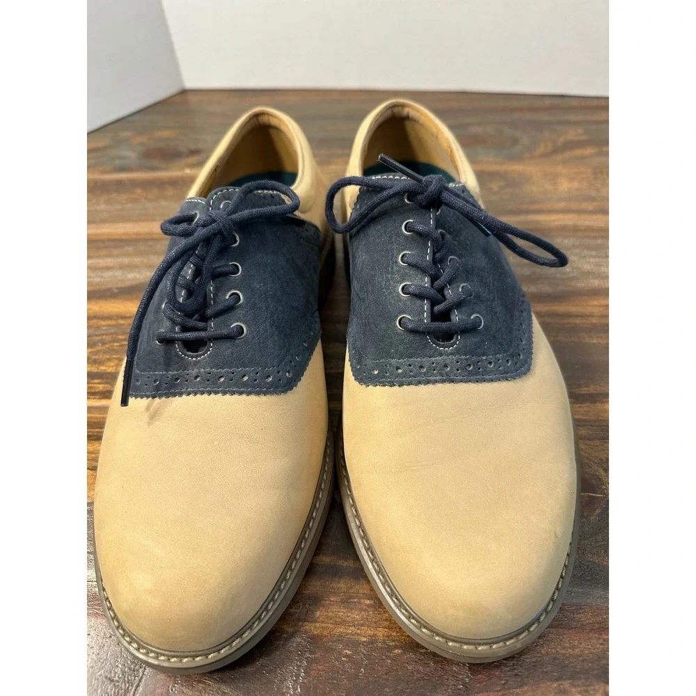 Rockport Mens Saddle‎ Shoes Leather Lace Up Oxfords Beige Blue 8.5 W